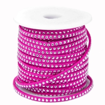 Шнур Замшевый, с серебристыми алюминиевыми вставками, Цвет: Фуксия, Размер: 3х2мм, (УТ100005686)