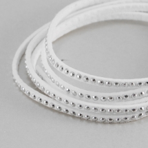 Шнур Замшевый, с серебристыми алюминиевыми вставками, Цвет: Белый, Размер: 3х2мм, (УТ100005689)