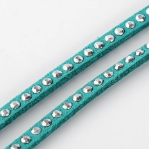 Шнур Замшевый, с серебристыми алюминиевыми вставками, Цвет: Бирюзовый, Размер: 3х2мм, (УТ100005690)