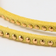 Шнур Замшевый, с золотистыми алюминиевыми вставками, Цвет: Желтый, Размер: 3х2мм, (УТ100005696)