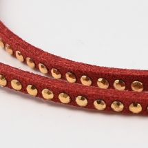 Шнур Замшевый, с золотистыми алюминиевыми вставками, Цвет: Кирпичный, Размер: 3х2мм, (УТ100005697)