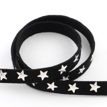 Шнур Замшевый, с алюминиевыми вставками, Цвет: Черный, Размер: 10х2мм, (УТ100005706)