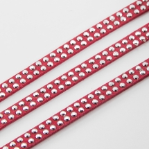 Шнур Замшевый, с алюминиевыми вставками, Цвет: Красный, Размер: 5х2мм, (УТ100005707)