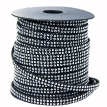 Шнур Замшевый, с алюминиевыми вставками, Цвет: Черный, Размер: 5х2мм, (УТ100005709)