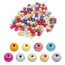 Бусины Деревянные Окрашенные, Круглые, Микс, 8мм, Отв-тие 3мм, около 140шт/25г, (УТ100005925)