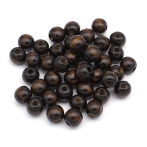Бусины Деревянные Окрашенные, Круглые, Цвет: Коричневый, Размер: 14х16мм, Отв-тие: 4мм, около 38шт/50г, (УТ100005927)