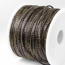 Шнур Поліестер, із Золотистою ниткою, Коричневий, 2мм, (УТ100005637)