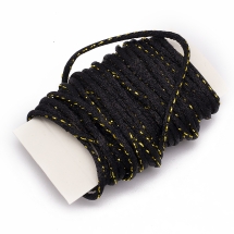 Шнур Поліестер для Рукоділля, із Золотистою ниткою, Чорний, 2мм, (УТ100005640)