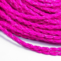 Шнур Штучна Шкіра, Плетений, Колір: Рожевий, Розмір: Діаметр 3мм, (УТ100005949)