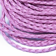 Шнур Штучна Шкіра, Плетений, Колір: Блідо-рожевий, Розмір: Діаметр 3мм, (УТ100005955)