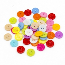 Пуговицы Акриловые, 2-отверстия, Круглые Плоские, Микс, 15х3мм, Отв-тие: 1мм, (УТ100005866)