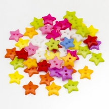 Пуговицы Акриловые, 2-отверстия, Звезда, Микс, 12х2мм, Отв-тие: 1мм, (УТ100005868)