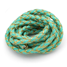 Шнур Искусственная Кожа, Плетеный, Цвет: Бирюзовый, Размер: Диаметр 5мм, (УТ100005960)