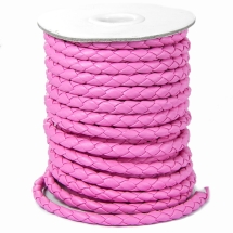 Шнур Искусственная Кожа, Плетеный, Цвет: Розовый, Размер: Диаметр 6мм, (УТ100005971)