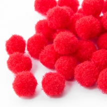 Помпон ручной работы, Шерсть, Круглые, Цвет: Красный, Размер: 10мм, (УТ100006256)