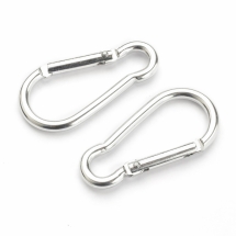 Застібка Карабін, для брелок і Ключів, Алюміній, Срібло, 50x24x4мм, (УТ100005858)