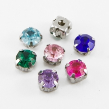 Пришивные Акриловые Стразы, Цапы Латунь, Круглые, 5 отв-тий, Цвет: Микс, Размер: 8x8x6мм, Отв-тие 1~1.5мм, (УТ100006284)