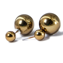 Серьги-гвоздики Шарики Гальванические, из Пластика, Цвет: Светлый Хаки, Размер: 16и8мм, Штифт: 10х0,8мм, (УТ100006388)