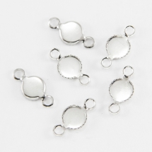 Коннектор-Сеттинг Круглый под Кабошон, Латунь, Цвет: Платина, Размер: 15x7x2мм, Отверстие 2мм, (УТ100006345)