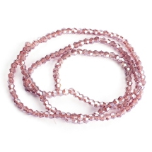 Бусины Гальваника Стекло АВ-Цвет, Граненые, Биконус, Цвет: Сливовый, Размер: 2х3мм, Отв-тие: 0.5мм, около 190шт/40см/нить, (УТ100007088)