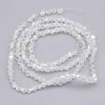 Бусины Гальваника Стекляные АВ-Цвет Радужный Эффект Граненые Биконус, Бесцветный, 2х3мм, Отверстие 0.5мм, около 140шт/40см/нить, (УТ100007091)