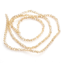 Бусины Гальваника Стеклянные АВ-Цвет Радужный Эффект Граненые Биконус, Бежевый, 2х3мм, Отверстие 0.5мм, около 140шт/39см/нить, (УТ100007096)