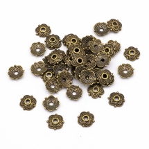Шапочки для Бусин 4 пелюстки, Квітка, Метал, Тибетський Стиль, Бронза, 8х8х2мм, Отвір 2мм, (УТ100007544)