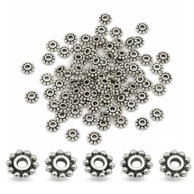 Бусины-Разделители Сплав Цветок Тибетский Стиль, Античное Серебро, 6.5мм, Отверстие 2мм, (УТ100007545)