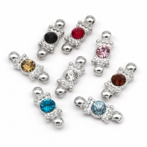 Роздільник для Намистин зі Стразами Класу А, Біжутерний сплав, Колір: Платина, Страз: Мікс, Розмір: 21х7.5х4.5мм, Отвір 2мм, (УТ100007548)