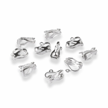 Основи під Кліпси, Латунь, з петельками, Срібло, 13х6х7мм, Отвір 1мм, (УТ100007560)