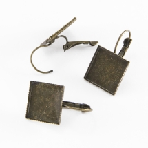 Швензы, Латунь, c Квадратной Основой под Кабошон, Цвет: Бронза, Размер: 28х16мм, Основа 15х15мм, Штифт 0.7мм, (УТ100007490)