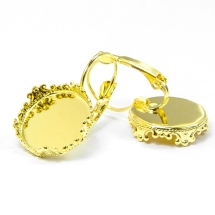 Швензы, Латунь, c Круглой Основой под Кабошон, Цвет: Золото, Диаметр Основы: 15мм, (УТ100007512)