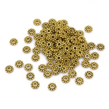 Бусины-Разделители Бижутерный Сплав, Снежинка, Цвет: Античное Золото, Размер: 6.5мм, Отверстие 2мм, (УТ100007615)