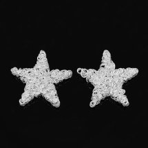 Бусины Проволочные, Железные, Рождественская Звезда, Цвет: Серебро, Размер: 25х5мм, Без Отверстия, (УТ100007624)