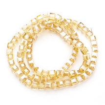 Бусины Гальваника Стекло, Кубики Граненые, Цвет: Древесный, Размер: 6х6х6мм, Отв-тие 1мм, около 95шт/60см/нить, (УТ100007017)