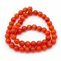 Бусины Кошачий Глаз, Круглые, Цвет: Оранжево-красный, Диаметр: 8мм, Отверстие 1.2мм, около 50шт/40см/нить, (УТ100007726)