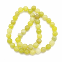 Бусины Натуральный Лимонный Нефрит, на нитях, Круглые, 8-8.5мм, Отв. 1мм, ок 45шт/38см/нить, (УТ100007761)
