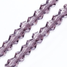Бусины Австрийский Хрусталь, Имитация, Стекло, Граненые Биконус, Цвет: Пурпурный, Размер: 4х4мм, Отв-тие: 1мм, около 110шт/42см/нить, (УТ100006909)