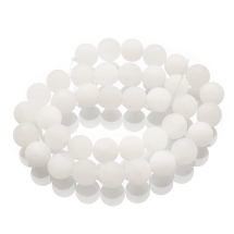 Намистини Натуральний Білий Нефрит, На нитках, Матові, Круглі, Колір: Білий, Розмір: Діаметр: 10мм, Отвір до 1мм, близько 38шт / нитка, (УТ100007795)