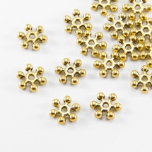 Бусины-Разделители Бижутерный Сплав, Форма: Снежинка, Цвет: Античное Золото, Размер: 10х2.5мм, Отверстие 1.5мм, (УТ100007382)