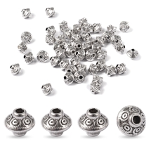 Бусины-Разделители Бижутерный Сплав, Биконус, Цвет: Античное Серебро, Размер: 5.4х6.3мм, Отверстие 1мм, (УТ100006796)