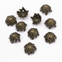 Шапочки для Бусин Металеві, Квітка, Колір: Бронза, Розмір: 15х10мм, Отвір 2мм, (УТ100006827)