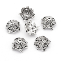 Шапочки для Бусин Металлические, Цветок, Цвет: Античное Серебро, Размер: 15х10мм, Отверстие 2мм, (УТ100006828)