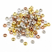 Шапочки для Бусин, Латунь, Круглі, Колір: Мікс, Розмір: 3х0.8мм, Отвір 1мм, близько 170шт / 3г, (УТ100006836)