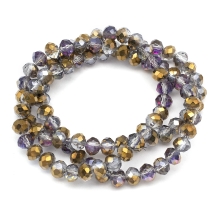 Бусины Гальваника Стекло, Граненые, Рондель, Цвет: Серый, Размер: 6х4мм, Отв-тие: 1мм, около 100шт/40см/нить, (УТ100007021)