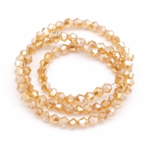 Бусины Гальваника Стекло, Биконус, Радужное Покрытие, Перу, Размер: 4х4.5мм, Отв-тие 1мм, около 80шт/30см/нить, 10нитей (УТ100007037)