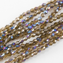 Бусины Гальваника Стекло, Граненые, Биконус, Цвет: Серый, Размер: 2х2мм, Отв-тие: 1мм, около 200шт/42см/нить, (УТ100007065)