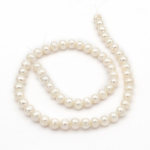 Перли Натуральний Прісноводний Круглий Намистини Клас А, Слонова кістка, 7~8мм, Отвір 1мм, близько 56шт/36см/нитка, (УТ100008090)