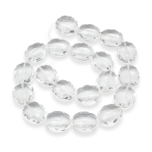 Намистини Скляні Гранені Овальні, Безбарвні, 24х20х11мм, Отвір 1мм, близько 19шт/46см/нитка (УТ100006887)