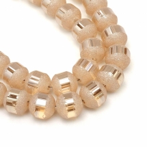 Бусины Стекло с Гальваникой, Круглые, Цвет: Персиковый, Диаметр 4~4.5мм, Отв. 1мм, около 100шт/45см/нить, (УТ100006996)